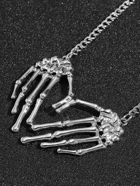Skeleton Hands Heart- Gothic Dead Dark Love Romance Creepy Scary Horror Necklace